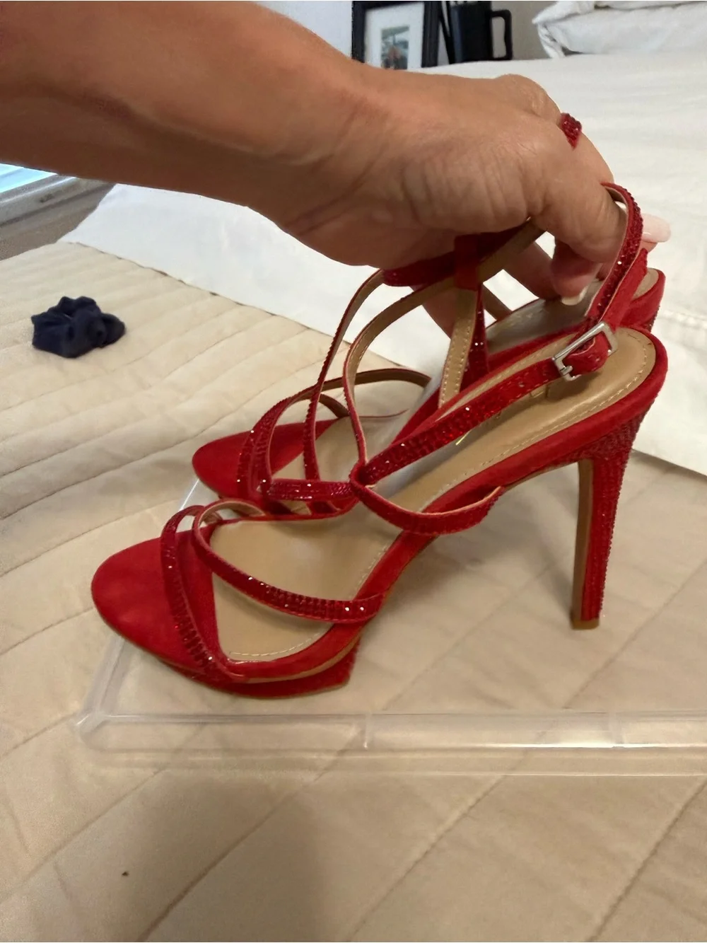 Thalia Sodi Red Strappy Platform High Heels